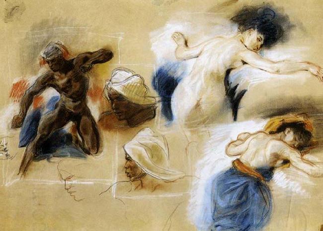 Eugene Delacroix Sketch for The Death of Sardanapalus